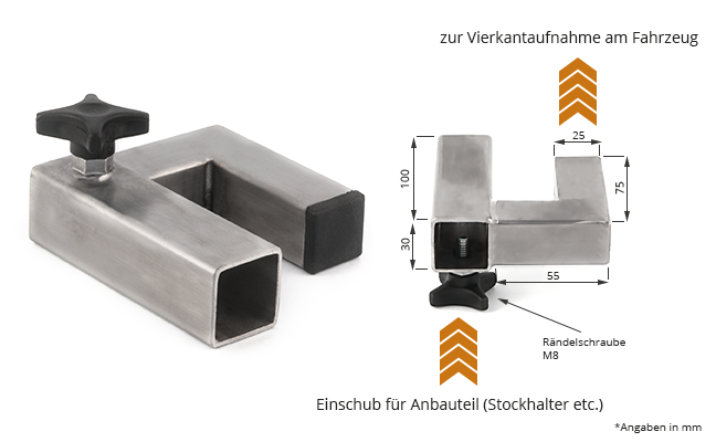 Abmessung Anbauadapter