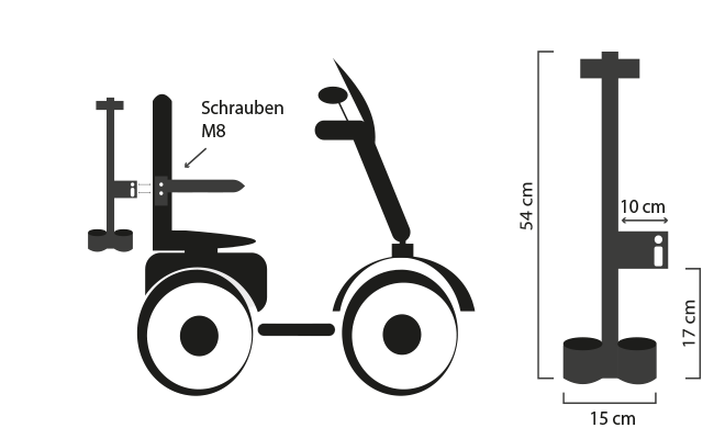 Abmessung Gehhilfenhalter